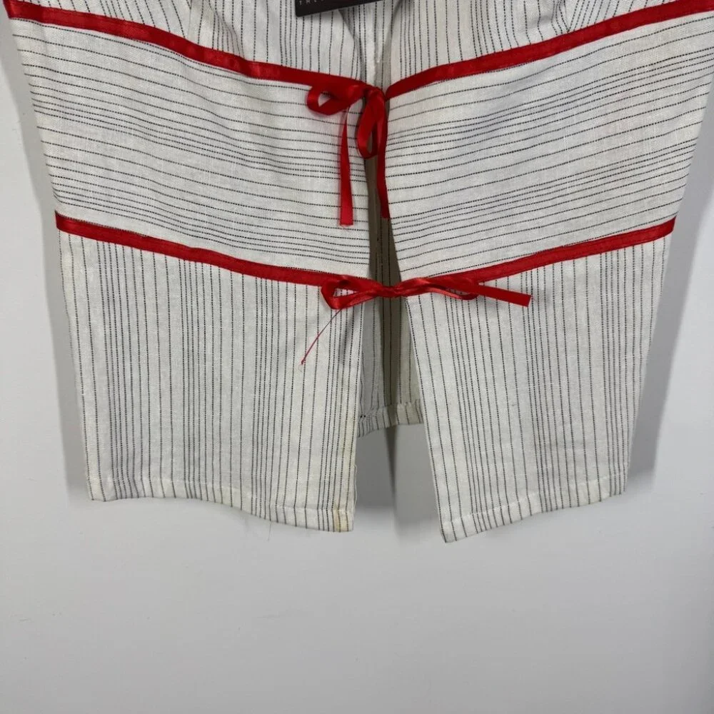Zino Jordan White Pinstripe Linen Vest Red Tie Detail Size 48 EU Chic Top - Picture 4 of 10